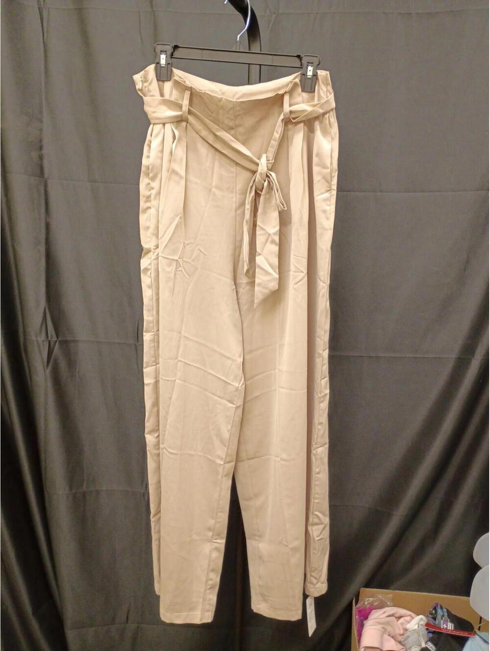 Cupshe Women's Khaki Straight Leg Woven Pants - Beige/khaki L 100% Polyester